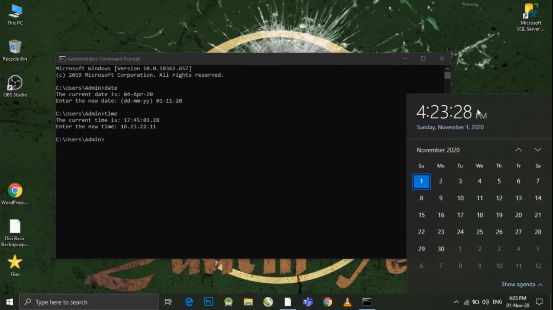 Change date & time using cmd