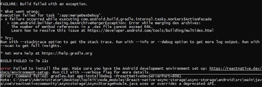 Execution failed for task ':app:mergeDexDebug' | execution failed for task app mergedexdebug