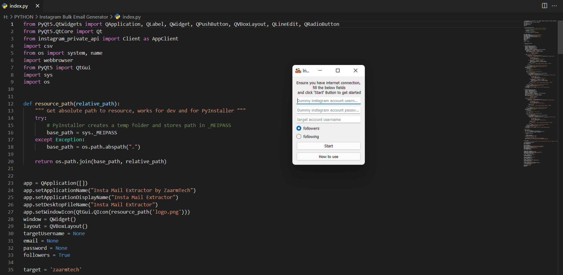 The Source Code of Instagram Email Extractor