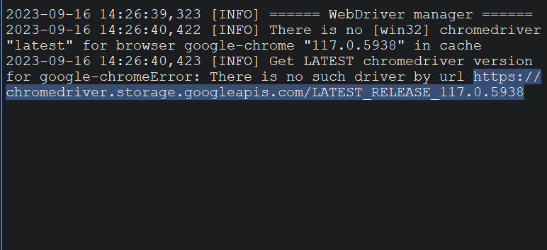 There is no such driver by url https://chromedriver.storage.googleapis.com/LATEST_RELEASE